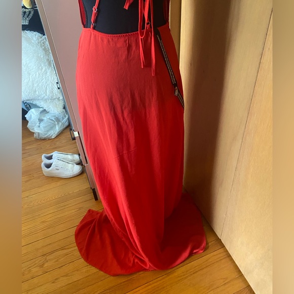 Long red tie up back dress - Picture 7 of 8